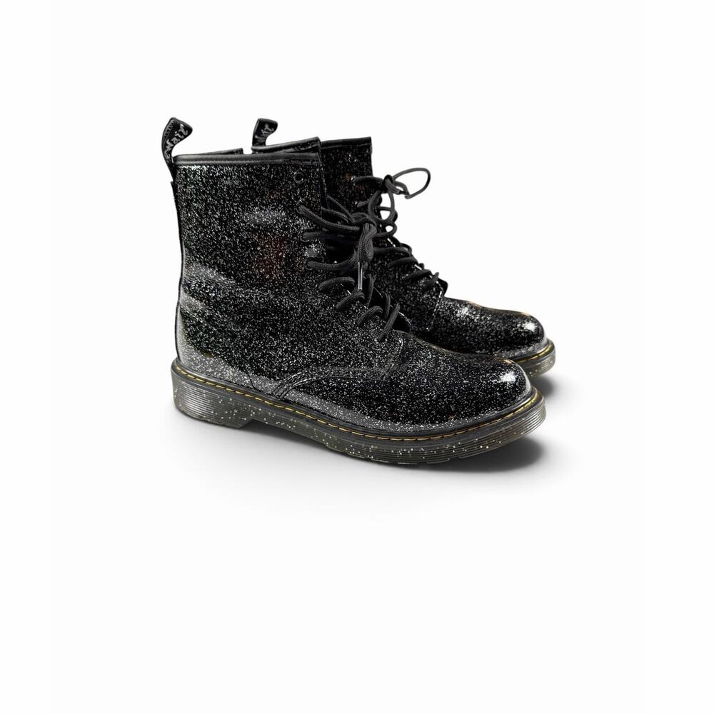 Dr. Martens 1460 Glitter Patent Leather Combat Boots Black Silver Women’s 7